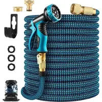OEM Flexibele blauwe tuinslang met 10 sproeipatronen en een messing sproeikop - 45 meter