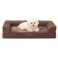 OEM Waterdicht hondenbed voor kleine honden, met zijwanden, een ondersteunend schuimrubberen kussen met een afneembare, wasbare hoes, een waterdichte ondergrond en een antislipfunctie.