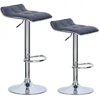 OEM Barkruk Marilla - Set van 2 - Keuken - Grijs - Barkruk van kunstleer - Hoogte verstelbaar - Zit hoogte 62-84 cm