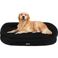 OEM Orthopedisch hondenbed, hondenmatras, met neksteun aan alle vier zijden, antislipbodem, wasbaar en afneembaar, geschikt voor middelgrote en grote honden, afmetingen: 106 x 79 x 17 cm, kleur: zwart