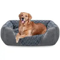 OEM Hondenbed voor grote honden, wasbaar, zacht hondenmandje, antislip hondenbed om angst te verminderen, zacht en comfortabel, hondenbed voor grote honden en katten, 89 x 63 x 23 cm