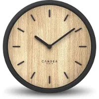 OEM Stille wandklok, 30 cm - Houten kast, eikenhout, vintage stijl - Modern, zwart, geschikt voor woonkamer en keuken