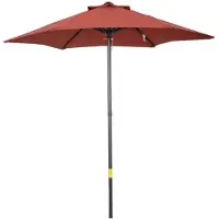 OEM Draaibaar zonnescherm, 196 cm, geschikt voor balkon, strand, tuin, wijnrood, winddicht, inklapbaar