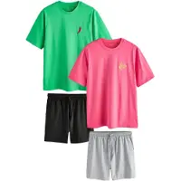 Next Pyjama kort grijs gemêleerd / groen / pink / zwart