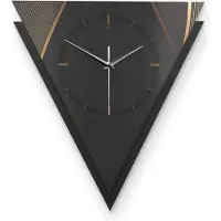 OEM Driehoekige 3D-wandklok in modern metaal, zwart-goud, met radiobesturing