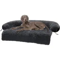 Markenlos Hondenbed - Medium formaat - Pluche - Schuimkussen - Geschikt voor middelgrote honden - Beschermt meubels - Machinewasbaar - Grijs