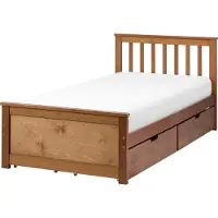 Beliani OLENDON - Bed met 4 lades - Bruin - 90 x 200 cm - Dennenhout