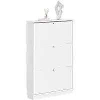 SoBuy Schoenenkast smal 18 cm - Schoenenrek maat EU 47 - voor ingangen, gangen en kleine woningen - Wit, 76x18x113 cm FSR215-W