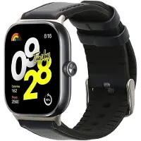 Kwmobile horlogeband geschikt voor Xiaomi Redmi Watch 5 & 4 / Smart Band 8 Pro / Smart Band 9 Pro -Armband voor fitnesstracker van leer in donkerblauw