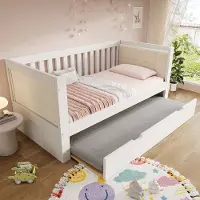 HAUSS SPOLE Bedbank 90x190cm - Met Uitschuifbed En Lattenbodem - Zonder Matras - Ruimtebesparend Voor Logeerkamer - Massief Hout - Wit