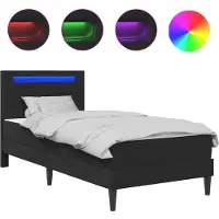 vidaXL Bedframe met LED-stripverlichting Zwart 90 x 200 cm Kunstleer