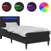vidaXL Bedframe met LED-stripverlichting Zwart 90 x 200 cm Kunstleer