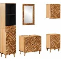 vidaXL Badkamerkast set 5 st 62 x 33 x 58 cm Massief Mango Hout