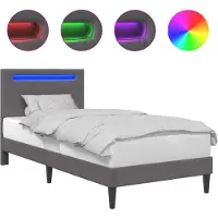 vidaXL Bedframe met LED-stripverlichting Grijs 90 x 200 cm Kunstleer