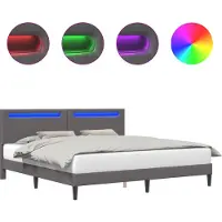 vidaXL Bedframe met LED-stripverlichting Grijs 200 x 200 cm Kunstleer