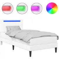 vidaXL Bedframe met LED-stripverlichting Wit 90 x 190 cm Kunstleer