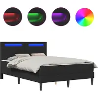 vidaXL Bedframe met LED-stripverlichting Zwart 140 x 200 cm Kunstleer