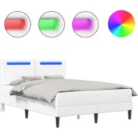 vidaXL Bedframe met LED-stripverlichting Wit 160 x 200 cm Kunstleer