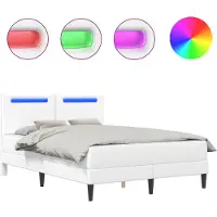 vidaXL Bedframe met LED-stripverlichting Wit 160 x 200 cm Kunstleer