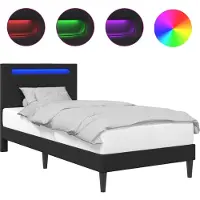 vidaXL Bedframe met LED-stripverlichting Zwart 90 x 190 cm Kunstleer