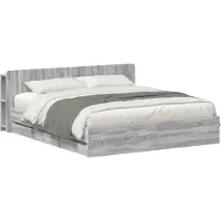 vidaXL Bedframe met opbergruimte en hoofdbord met lade Grijs Sonoma