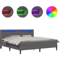 vidaXL Bedframe met LED-stripverlichting Grijs 180 x 200 cm Kunstleer