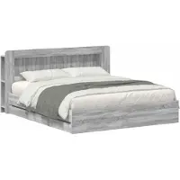 vidaXL Bedframe met opbergruimte en hoofdbord met lade Grijs Sonoma