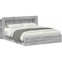 vidaXL Bedframe met opbergruimte en hoofdbord met lade Grijs Sonoma
