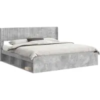 vidaXL Bedframe met opbergruimte en hoofdbord Betongrijs 180 x 200 cm