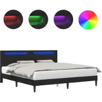 vidaXL Bedframe met LED-stripverlichting Zwart 180 x 200 cm Kunstleer