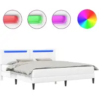 vidaXL Bedframe met LED-stripverlichting Wit 180 x 200 cm Kunstleer