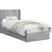 vidaXL Bedframe met opbergruimte en hoofdbord Grijs Sonoma 90 x 200 cm