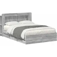 vidaXL Bedframe met opbergruimte en hoofdbord met lade Grijs Sonoma