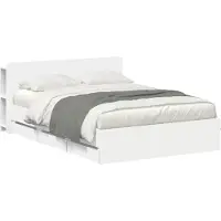 vidaXL Bedframe met opbergruimte en hoofdbord Wit 150 x 200 cm