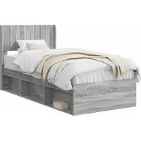 vidaXL Bedframe met opbergruimte en hoofdbord Grijs Sonoma 90 x 190 cm