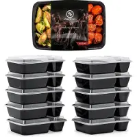 Fitcrafters Meal Prep Bakjes - Vershoudbakjes - Diepvriesbakjes - 10 Stuks - 2 Compartimenten - 1L - BPA vrij