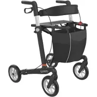 Mobilex Gepard Ultra Lichtgewicht Carbon Rollator - Slechts 5,1 kg - Opvouwbaar - Standard 62 cm zithoogte - Binnen en Buiten - Zwart