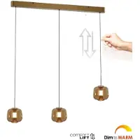 Freelight Hanglamp Rosa 3 lichts L 100 cm comfortlift rosé goud