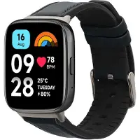 Kwmobile horlogeband geschikt voor Xiaomi Redmi Watch 3 Active / Redmi Watch 3 Lite -Armband voor fitnesstracker van leer in donkerblauw