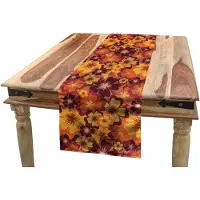 Abakuhaus Bloemen Tafelloper, Bloemen van de Herfstkunst, Eetkamer Keuken Rechthoekige decoratieve Tafelloper, 40 x 180 cm, Licht Oranje Meerkleurig