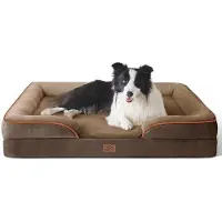 OEM Orthopedisch hondenbed, ergonomische hondenkussens - 89 x 63 cm, ovaal krabkussen voor middelgrote honden, wasbaar, antislip, bruin