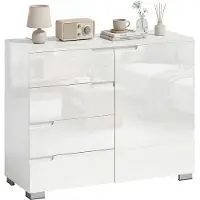 HOMCOM Sideboard-MDF-100L x 40B x 80H cm-Hochglanzweiß