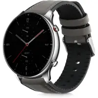 Kwmobile horlogeband geschikt voor Huami Amzfit GTR (47mm) / GTR 2 / GTR 3 / GTR 4 -Armband voor fitnesstracker van leer in grijs