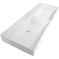 Brauer Lunar Wastafel - 120 cm - met 2 Spoelbakken en 0 Kraangaten - Keramiek Hoogglans Wit