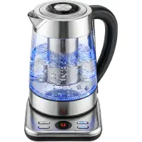 HOMCOM waterkoker-Glas, roestvrij staal-21,7L x 21,4B x 26,3H cm-Zilver