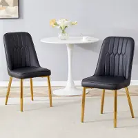 MODFU Eetkamerstoel set van 2, PU-kunstleer, metalen poten, modern ontwerp