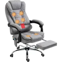 Kein Hersteller Bureau stoel met massagefunctie, ergonomisch ontwerp, lig- en warmtefunctie, afstandsbediening (grijs)