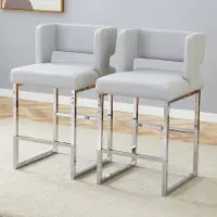 STILVORA Barkrukken, set van 2, in Scandinavische stijl. Keukenstoel met een modern, vierkant ontwerp, eetstoel met zilverkleurige metalen poten. Beschikbaar in verschillende kleuren.