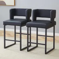 STILVORA Barkruk Set Van 2 91,4 Cm - Comfortabele Zitting Met Dikke Vulling - Voor Keukenbar En Eethoek - Metaal En Kunstleer - Zwart