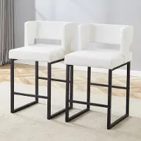 STILVORA Barkruk 2 Stuks - 91,4 Cm Hoog - Comfortabele Zitting Met Dikke Vulling - Voor Keukenbar En Eethoek - Kunstleer En Metaal - Wit Zwart